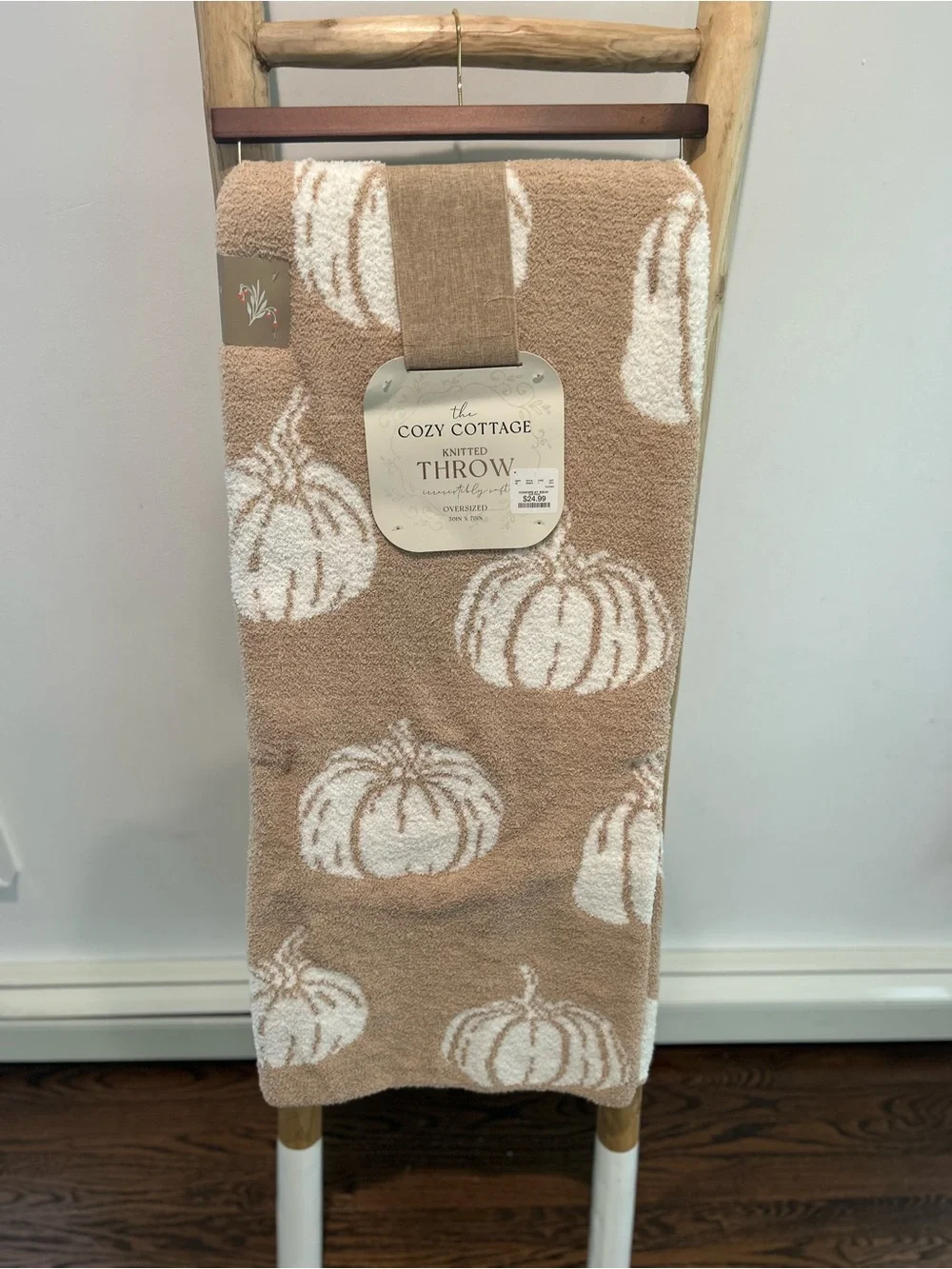 NWT The Cozy Cottage Pumpkin Oversized Knitted Throw Blanket Tan 50x70
